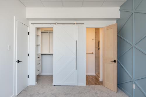 Basement bedroom feature wall